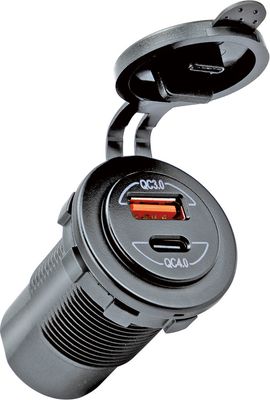 1852 USB-A og -C uttak for innbygging 12/24V