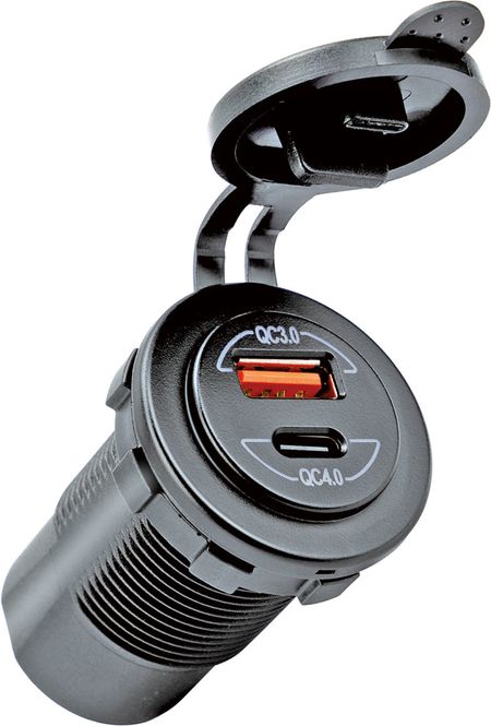 Hovedbilde 1852 USB-A og -C uttak for innbygging 12/24V