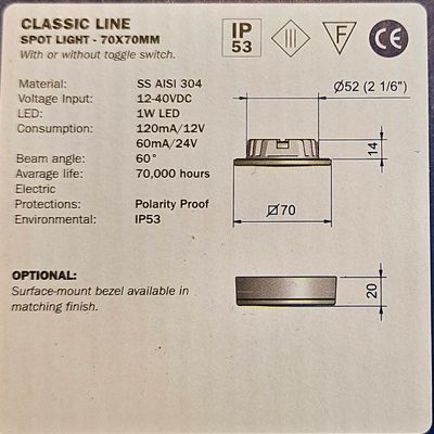 Roca Spotlight Ø70 2W Varm Hvit