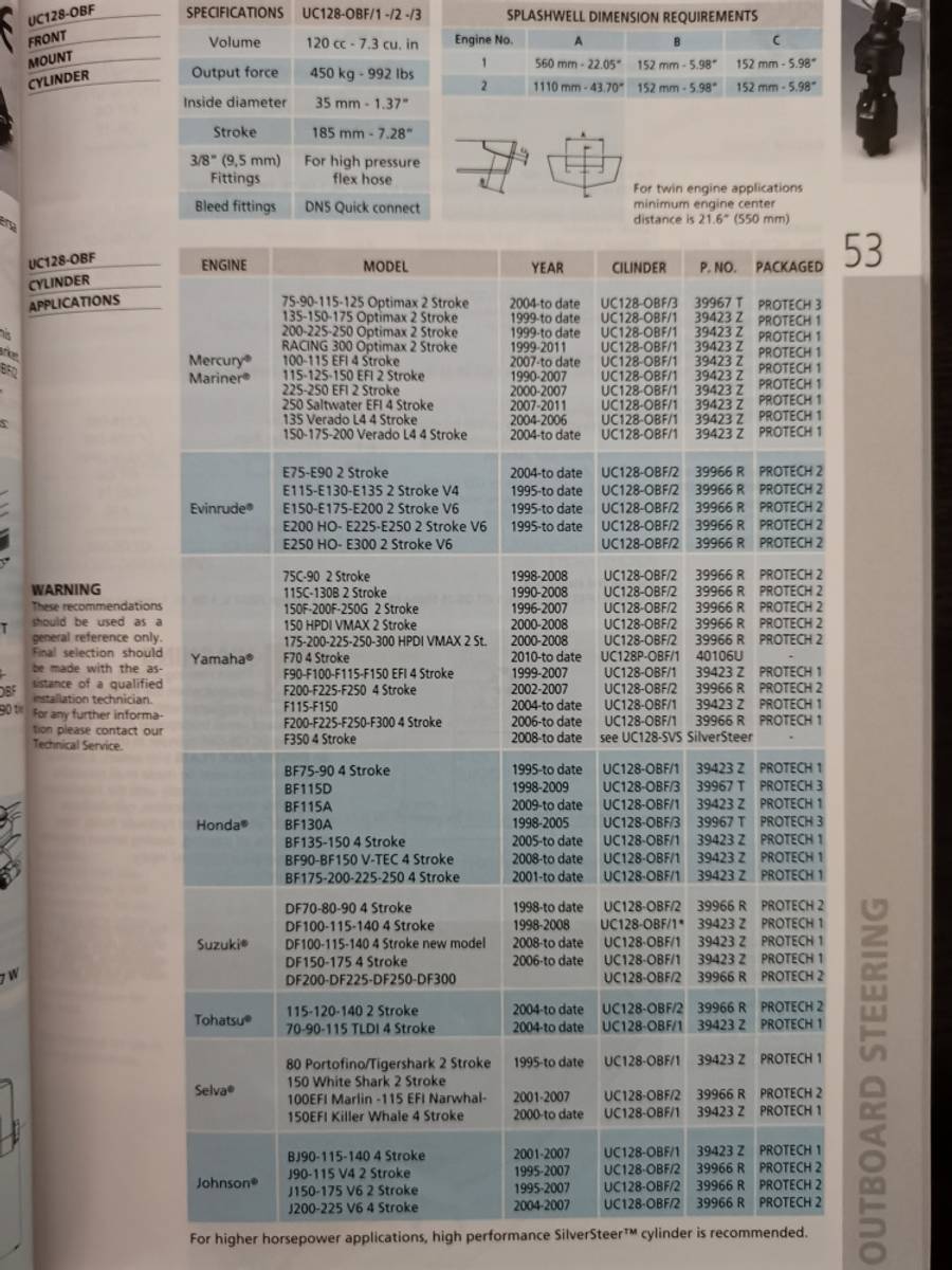 Ultraflex Sylinder UC-128/OBF1, OBF2, OBF3 Outboard