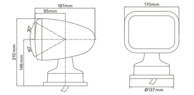 Seaflo LED Lyskaster m/fjernkontroller 28W Sort